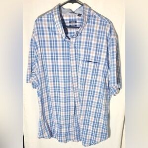 IZOD short sleeve button up. Blue/orange/white checked size 2XL